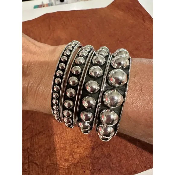 Handmade Sterling Silver Serenity Sphere Bracelets - Picture 4 of 8